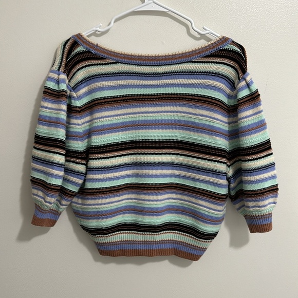 Wilfred Canterbury Cardigan V-Neck Short Puff Sleeve Multicolor Womens Medium - Picture 4 of 5